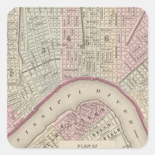 New Orleans 3 Quadratischer Aufkleber (Vorderseite)