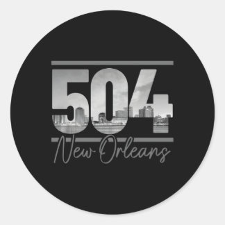 New Orleans 504 Area Code Skyline Louisiana Runder Aufkleber