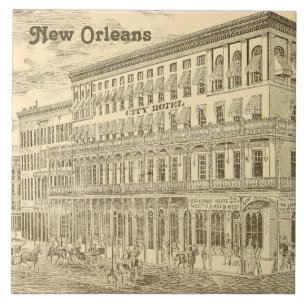 New Orleans Antiquitäten Vintage Zeichnung Stadt H Fliese