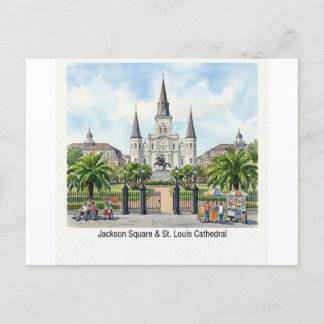 New Orleans Aquarell - Jackson Square St. Louis Postkarte