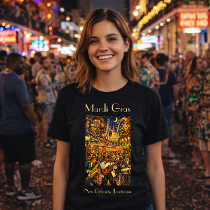 New Orleans auf Mardi Gras im Retro-Art-Deco-Stil T-Shirt