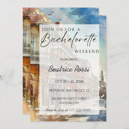 New Orleans Bachelorette Einladung (Vorne/Hinten)