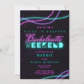 New Orleans Bead Bourbon Neon Bachelorette Einladung (Vorderseite)