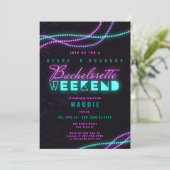 New Orleans Bead Bourbon Neon Bachelorette Einladung (Stehend Vorderseite)