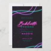 New Orleans Beads Neon Bachelorette Itinerary Einladung (Vorderseite)
