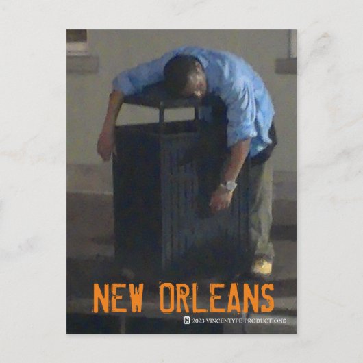 New Orleans Betrunkenes Schlafen auf Müll kann Pos Postkarte (Vorderseite)