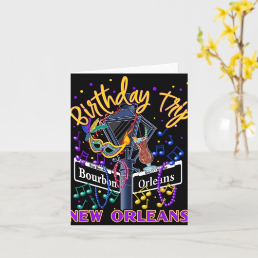 New Orleans Birthday Trip French Quarter Girls Tri Karte (Gelbe Blume)