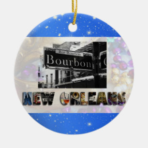 New Orleans Bourbon St Beans NOLA Keramik Ornament