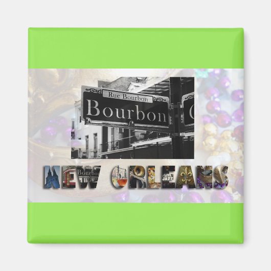 New Orleans Bourbon Street Beads NOLA Magnet (Vorne)