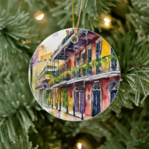 New Orleans Bourbon Street Keramik Ornament