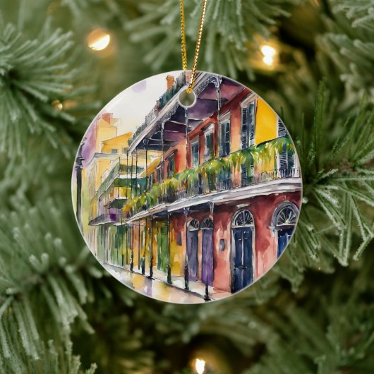 New Orleans Bourbon Street Keramik Ornament (Baum)