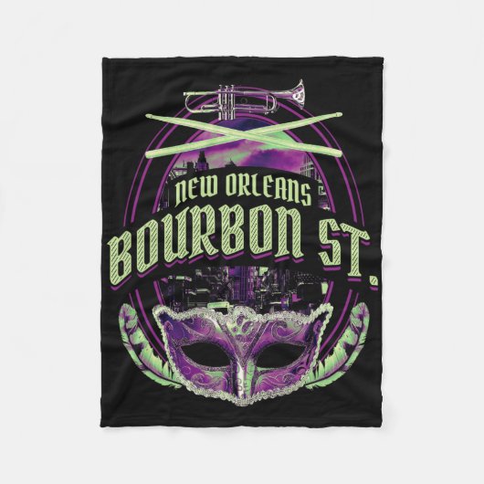 New Orleans Bourbon Street Mardi Gras French Quart Fleecedecke (Vorderseite)
