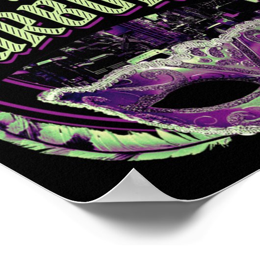 New Orleans Bourbon Street Mardi Gras French Quart Poster (Ecke)