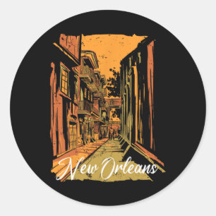 New Orleans Bourbon Street Souvenir Französisches Runder Aufkleber