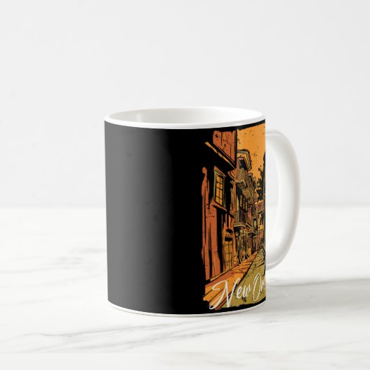 New Orleans Bourbon Street Souvenir French Quarter Kaffeetasse (VorderseiteRechts)