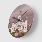 New Orleans Cathedral Runde Wanduhr (Winkel)
