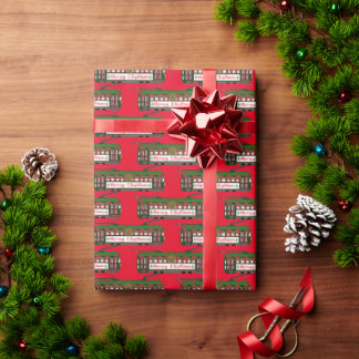 New Orleans Christmas Streetcar Wrapping Paper Geschenkpapier