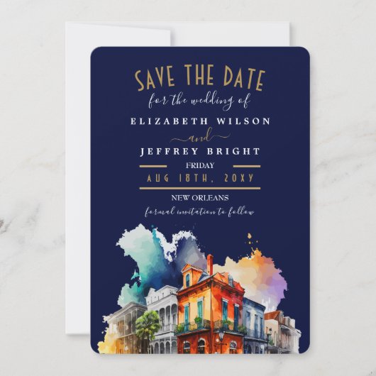 New Orleans City French Quarter Save the Date Einladung (Vorderseite)