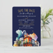 New Orleans City French Quarter Save the Date Einladung (Stehend Vorderseite)