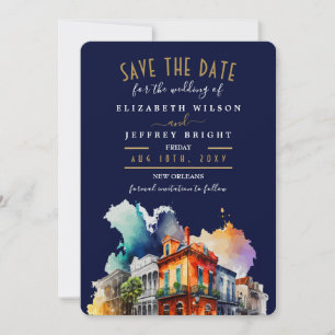 New Orleans City French Quarter Save the Date Einladung