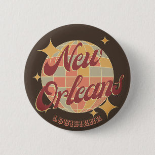 New Orleans City Louisiana Retro Vintage Button