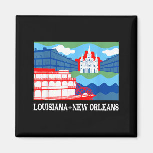 New Orleans City Skyline Dampfer Louisiana Magnet