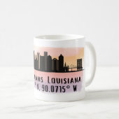 New Orleans City Skyline Latitude und Länge Kaffeetasse (VorderseiteRechts)