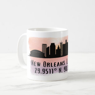 New Orleans City Skyline Latitude und Länge Kaffeetasse