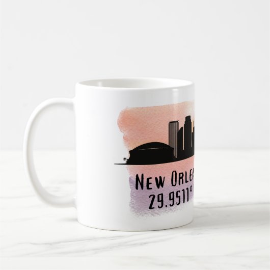 New Orleans City Skyline Latitude und Länge Kaffeetasse (Links)