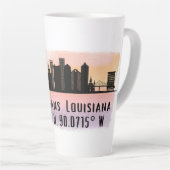 New Orleans City Skyline Latitude und Länge Milchtasse (Rechte Ecke)