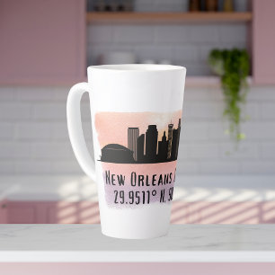 New Orleans City Skyline Latitude und Länge Milchtasse