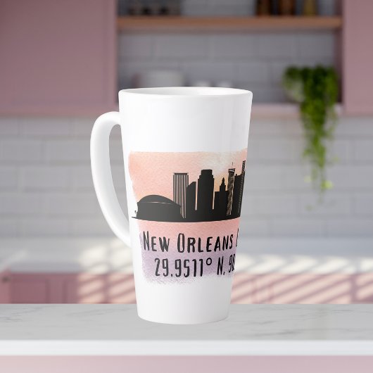 New Orleans City Skyline Latitude und Länge Milchtasse