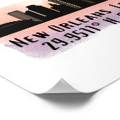 New Orleans City Skyline Latitude und Länge Poster (Ecke)