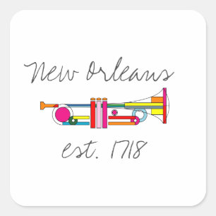 "New Orleans" Cooler Jazz Trumpet Quadratischer Aufkleber