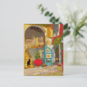 New Orleans Courtyard Black Cat Postkarte (Stehend Vorderseite)