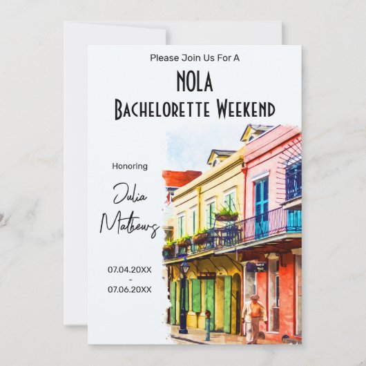 New Orleans Destination Bachelorette Wochenende Einladung (Vorderseite)