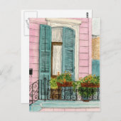New Orleans Door mit Shutters Postkarte (Vorne/Hinten)
