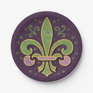 New Orleans fleur-de-lis grün und lila Pappteller