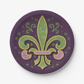 New Orleans fleur-de-lis grün und lila Pappteller