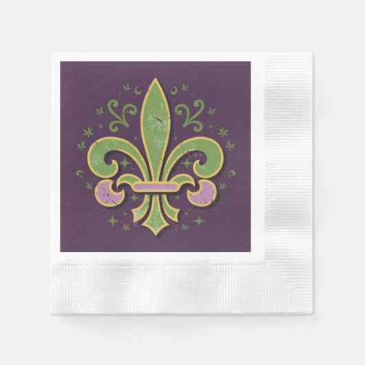 New Orleans fleur-de-lis grün und lila Serviette (Vorderseite)