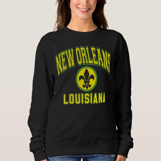 New Orleans Fleur de Lis Varsity Style Mardi Gras Sweatshirt (Vorderseite)