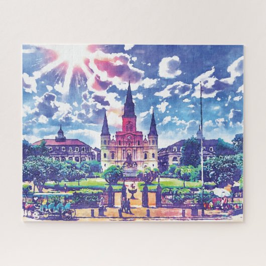 New Orleans Französisch Viertel farbenfrohe Wasser Puzzle (Horizontal)