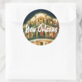 New Orleans French Quarter Foto Runder Aufkleber (Tasche)