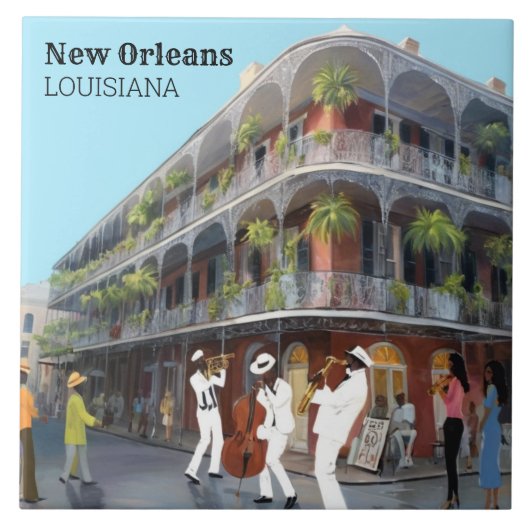 New Orleans French Quarter Jazz Band Fliese (Vorderseite)