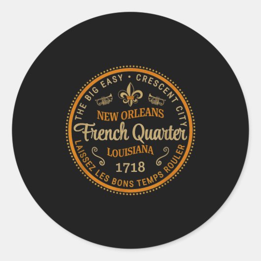 New Orleans French Quarter Laissez Les Bons Temps Runder Aufkleber (Vorderseite)