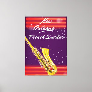 New Orleans French Quarter Saxophon Reiseplakat Leinwanddruck