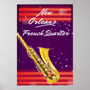 New Orleans French Quarter Saxophon Reiseplakat Poster