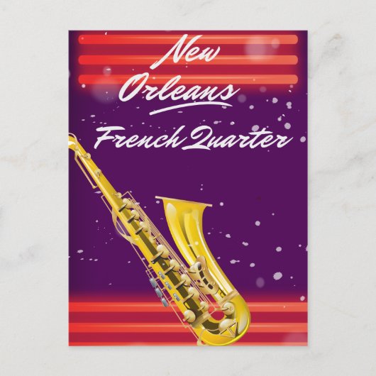 New Orleans French Quarter Saxophon Reiseplakat Postkarte (Vorderseite)
