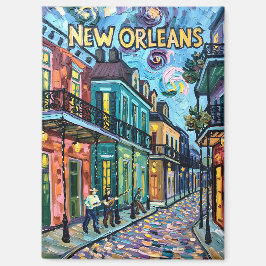 New Orleans French Quarter Travel Van Gogh Style Magnet