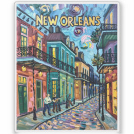 New Orleans French Quarter Van Gogh Style Travel Aufkleber
